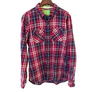 Superdry Mens Lumberjack Twill Shirt Size XL Red Blue‎ Plaid Flannel Outdoors